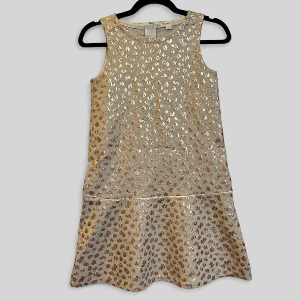 Crewcuts Rose Gold and Silver Glitter Leopard Print Dress